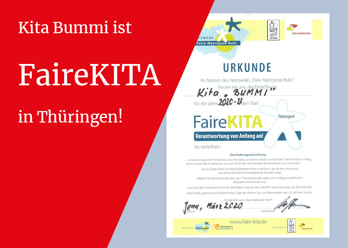 Kita Bummi erhält Auszeichnung FaireKITA
