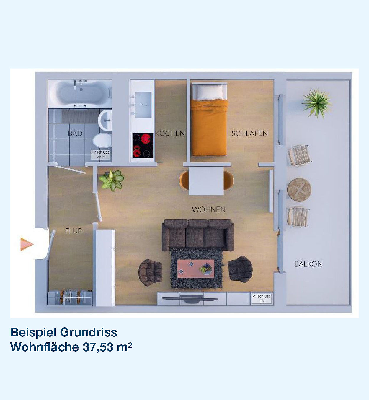 DRK-Kreisverband Jena-Eisenberg-Stadtroda e.V.: Senioren-WG Lobeda-Ost - Beispiel Grundriss Wohnfläche