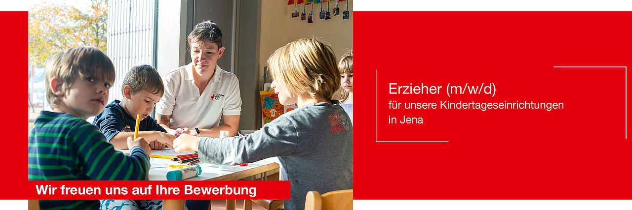 DRK-Kreisverband Jena-Eisenberg-Stadtroda: Stellenangebot als Erzieher (m/w/d) für unsere Kindertageseinrichtungen in Jena. Jetzt online bewerben. bewerbung@drk-jena.de