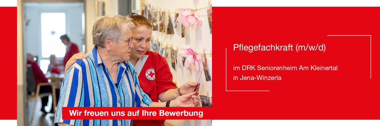 Freier Job als Pflegefachkraft (m/w/d) im DRK-Seniorenheim Am Kleinertal in Jena. Wir freuen uns auf Ihre Bewerbung!