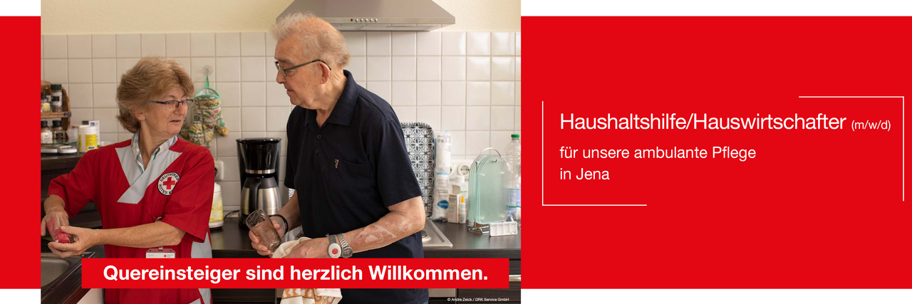 Freie Stelle als Haushaltshilfe/ Hauswirtschafter (m/w/d) beim ambulanten DRK-Pflegedienst in Jena