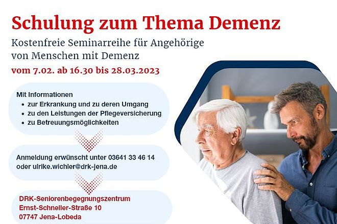 DRK-Kreisverband Jena-Eisenberg-Stadtroda e.V.: Kostenfreie Seminarreihe für Angehörige von Menschen mit Demenz.