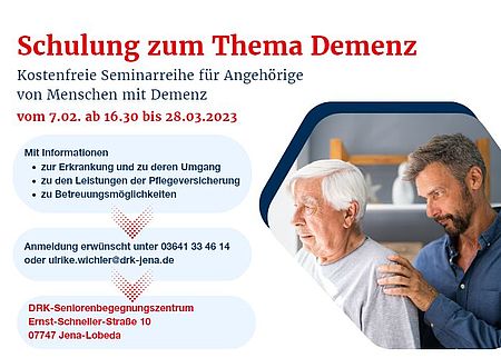 DRK-Kreisverband Jena-Eisenberg-Stadtroda e.V.: Kostenfreie Seminarreihe für Angehörige von Menschen mit Demenz.